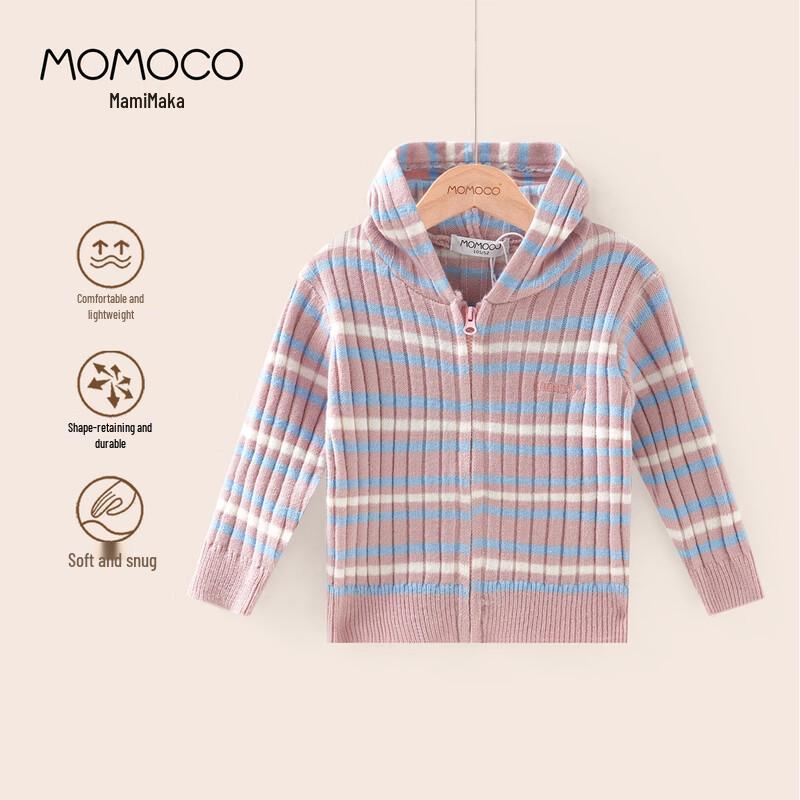 MOMOCO Girls 2025 Autumn Striped Knit Hooded Cardigan XXL