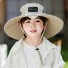 Adjustable Solar Powered Fishing Hat for Child Cooling Fan Hat Hiking Camping Large Brims Sun Caps Outdoor Trekking Caps