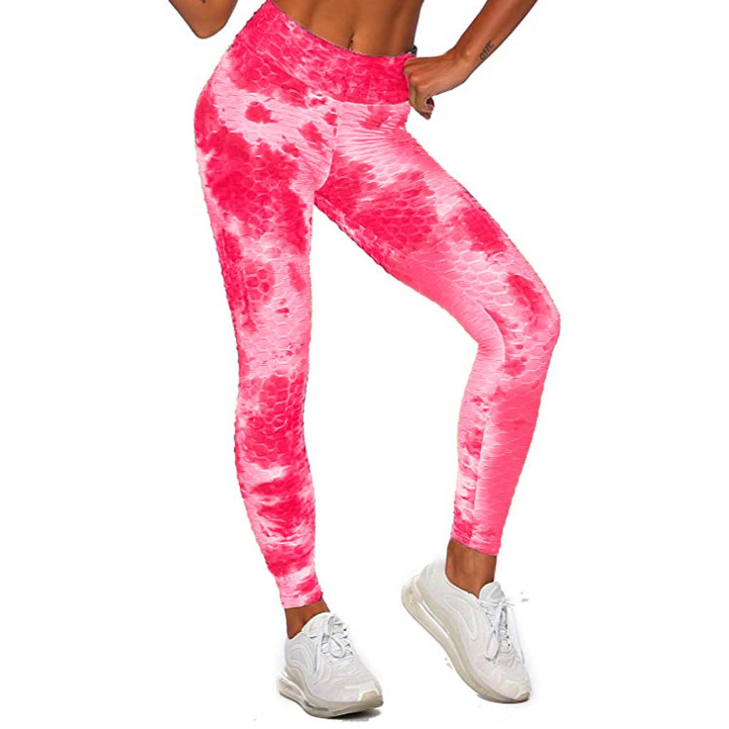 

Женские леггинсы с высокой талией, утягивающие брюки для йоги, со складками и подтяжкой ягодиц XL красный