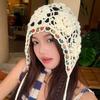 Women's Spring and Summer Retro Ethnic Style Hat Bohemian Flowers Tassel Bag Head Hat Hand Woven Hollow Bag Head Hat