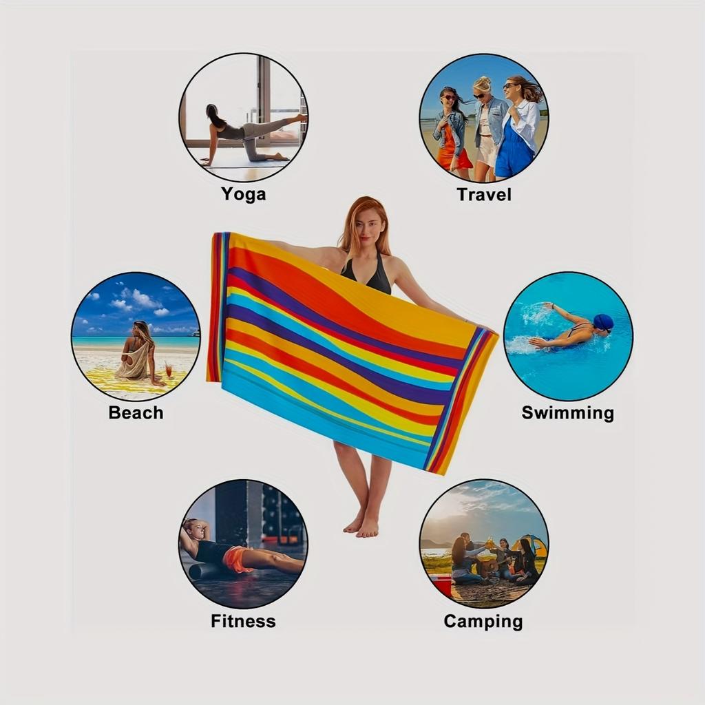 Asciugamano da Spiaggia in Microfibra Stampe Raffinate Sottile Asciugatura Rapida Assorbente Asciugamano Sovradimensionato per Spiaggia Nuoto Campeggio Yoga Bagno Sport