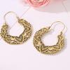 1 Pair Dangle Earrings Hollow Petal Shape Bohemian Style Golden/Silver Color Vintage Carving Alloy Drop Piercing Earrings Women Jewelry