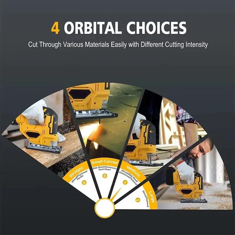 Electric Goddess 2700RPM Electric Jig Saw Cordless Jigsaw 3 Gears Multi-Function Adjustable Woodworking Tool For Dewalt 20V Pin