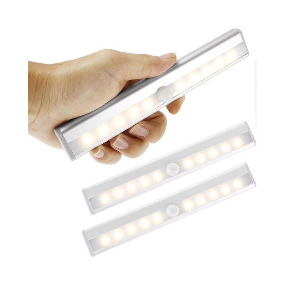 Set of 3 LED Motion Sensor Lights Indoor Wardrobe Light 10 LEDs Wireless Spotlight, LED Closet Lamp Battery Powered LED Lighting with Magnetic Strip
