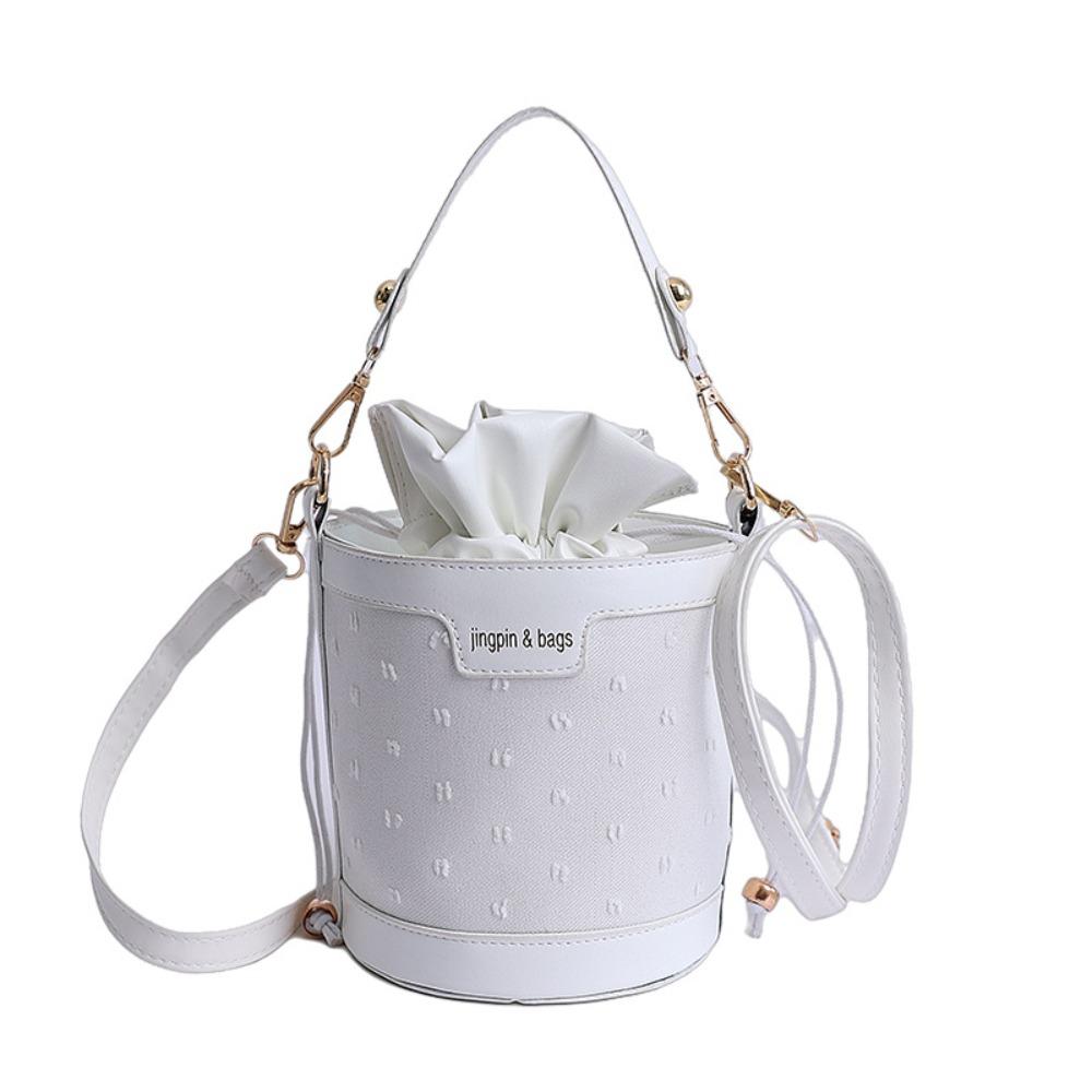 

Цилиндрическая сумка-ведро на шнурке, Сумка-тоут из искусственной кожи, Сумка через плечо, Милая сумка-кроссбоди для девочек белый