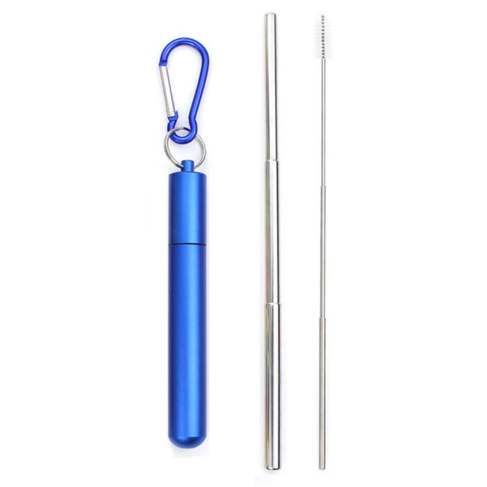 Reusable Retractable Straw 304 Stainless Steel Metal Straw with Cleaning Brush