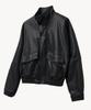 VTWO 8311 Crop Fit Leather Blouson (Black)