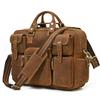 Crazy Horse Leather Retro Briefcase Men'S Genuine Leather Handbag Multi-Pocket Travel Bag First Layer Leather Shoulder Bag Computer Bag