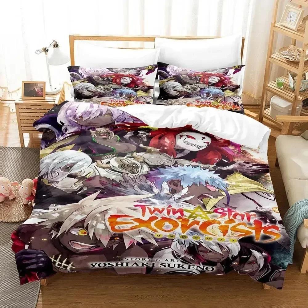 Twin Star Exorcists Bedding Set Cartoon Anime Three-piece Set Adult Kid Bedroom Duvet Cover Sets 3D Print Kawaii Girl Literie