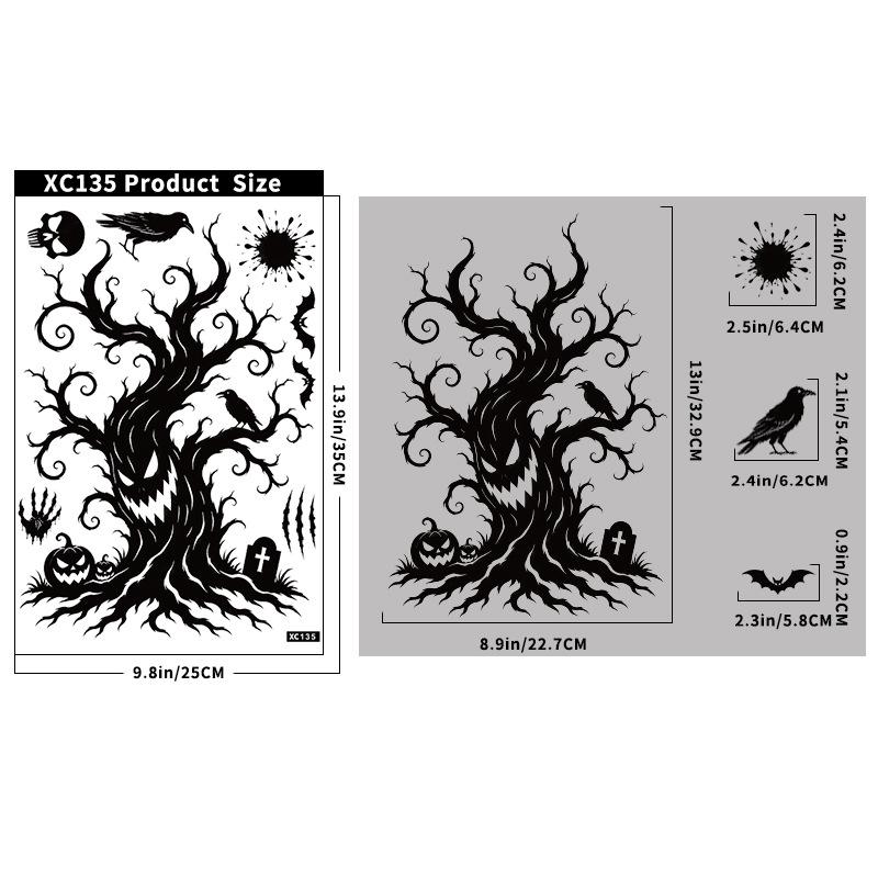 Halloween sticker black horror atmosphere death glass sticker mall window scene arrangement bat static sticker