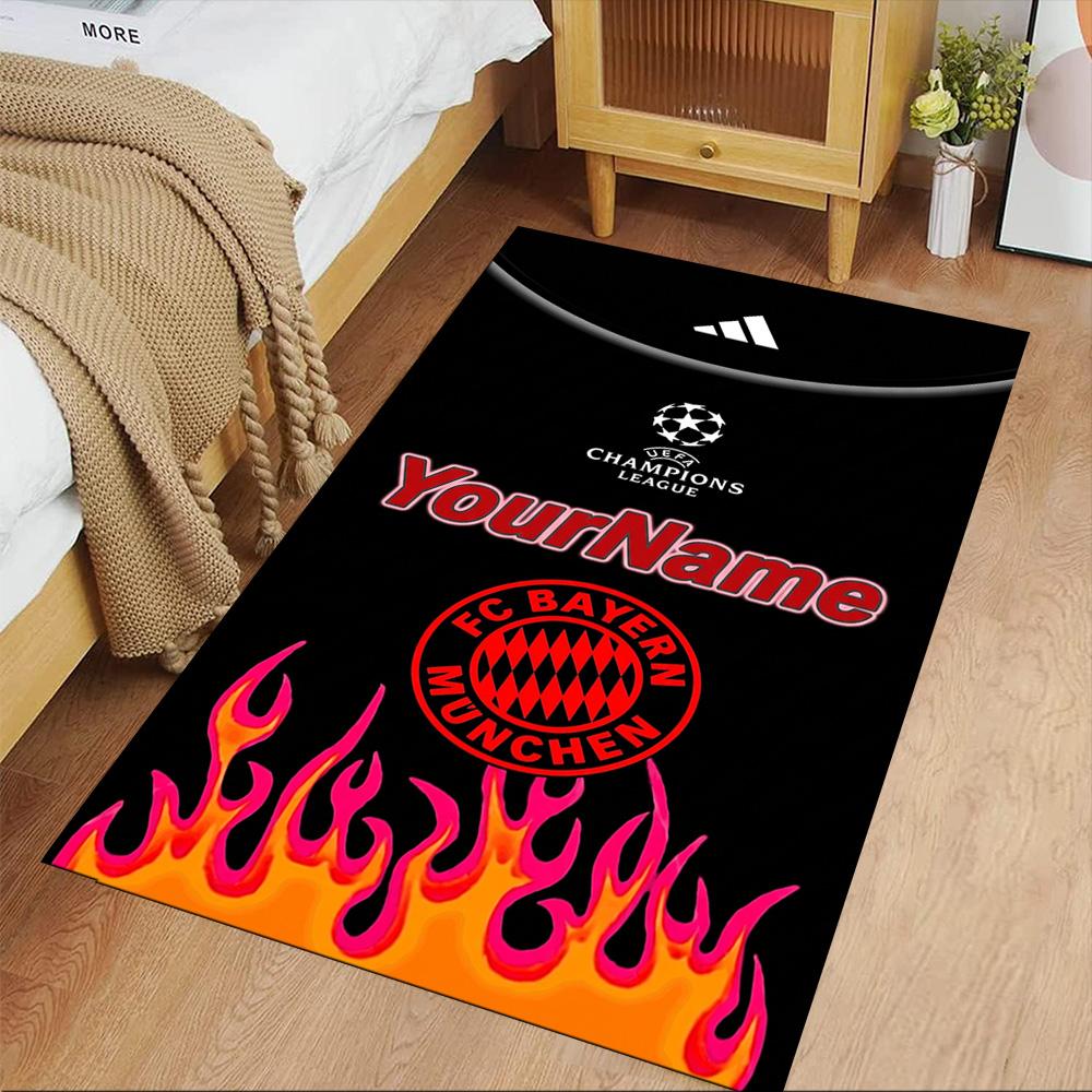 Bayern Munich Personalized Name Area Rug Perfect for Dormitory Hallway Balcony Playrooms Antislip Carpet Anime Office Decor Wedding Party Gift