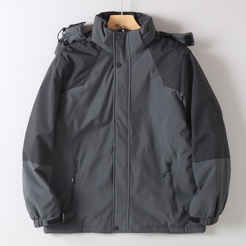 Trade Surplus Autumn and Winter Outdoor Windproof Waterproof Graphene Thermal Insulation Warm Color-Blocking Hooded Trendy Cotton Jacket for Men