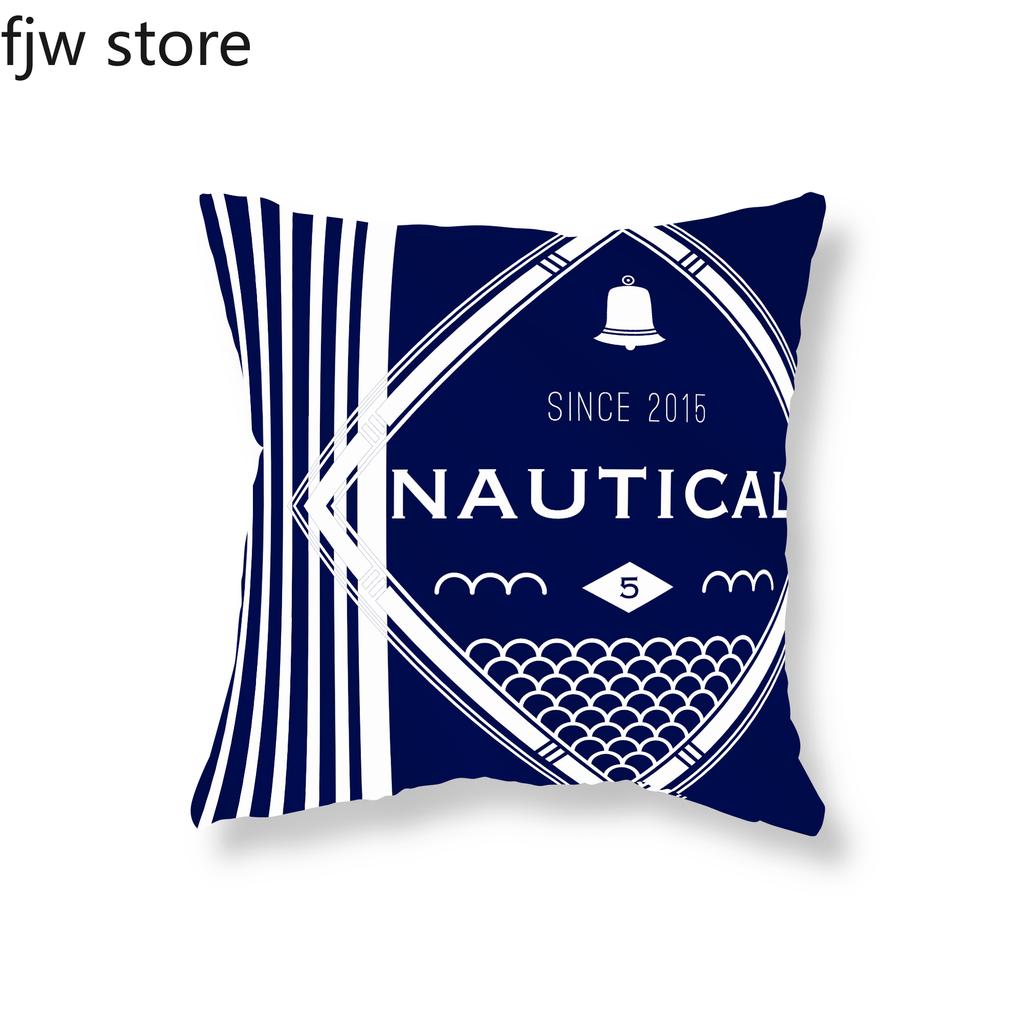 Nautical Series Pillowcase Blue Mediterranean Cushion Cover Sofa Chair Car Office Decoration Ornament Home  45x45cm