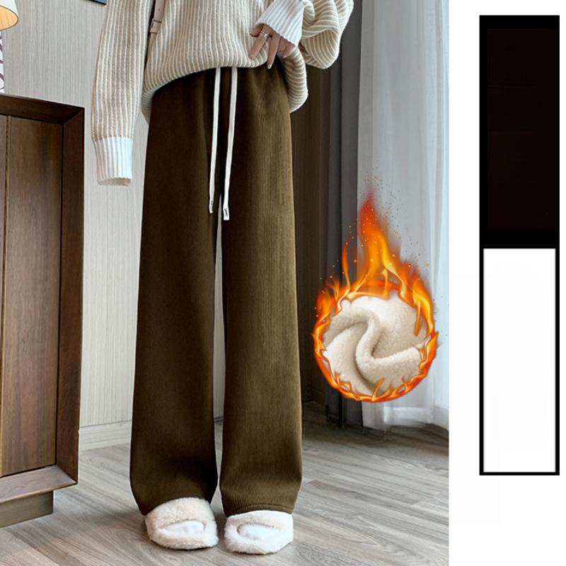 Pantalon large chaud automne et hiver pantalon décontracté ample de couleur unie