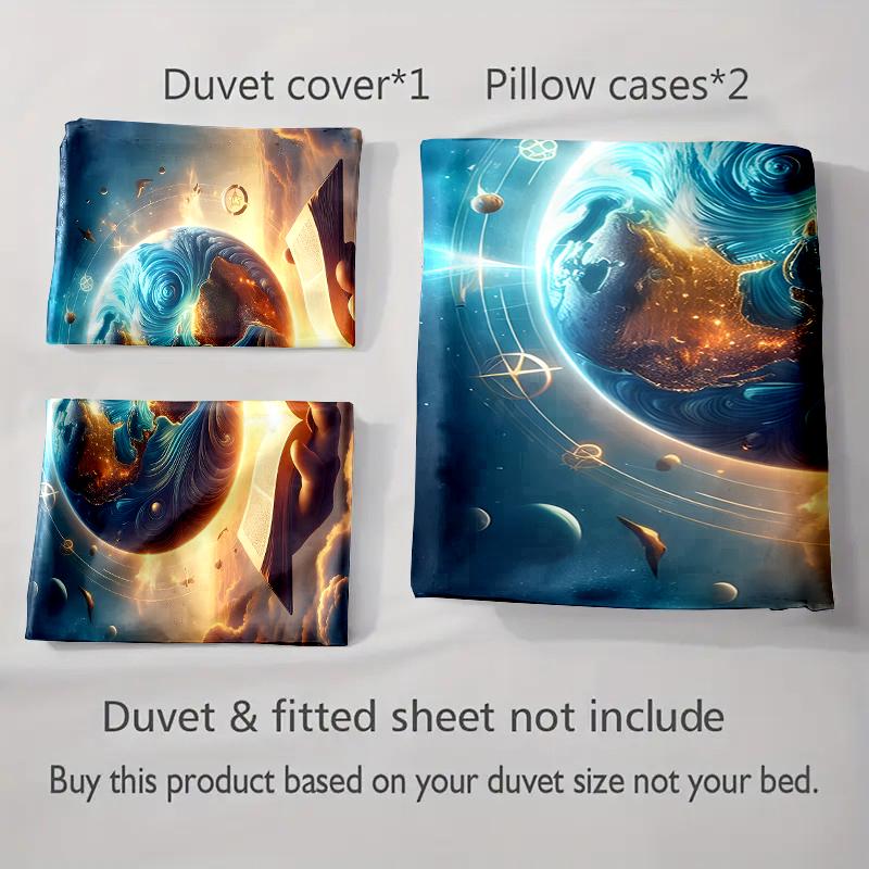 Glowing earth design. Bedding Duvet cover sets Duvet covers Pillowcases gifts (1 * Duvet Cover 2 * Pillowcases, without duvet insert)