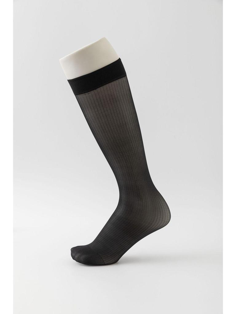 Men's Black Pinstripe Silk Socks for Business Formal Wear