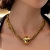 SHIXIN MultiLayer Stainless Steel Chain Round Ball Pendant Necklace Women New 18K Gold Plated Clavicle Chain Jewelry Waterproof