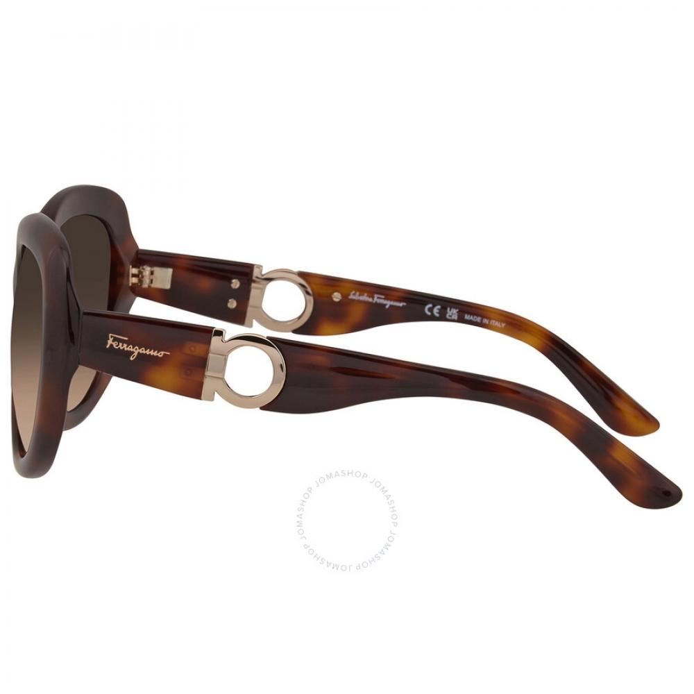 Salvatore Ferragamo Brown Oval Ladies Sunglasses Sf727s 214 53
