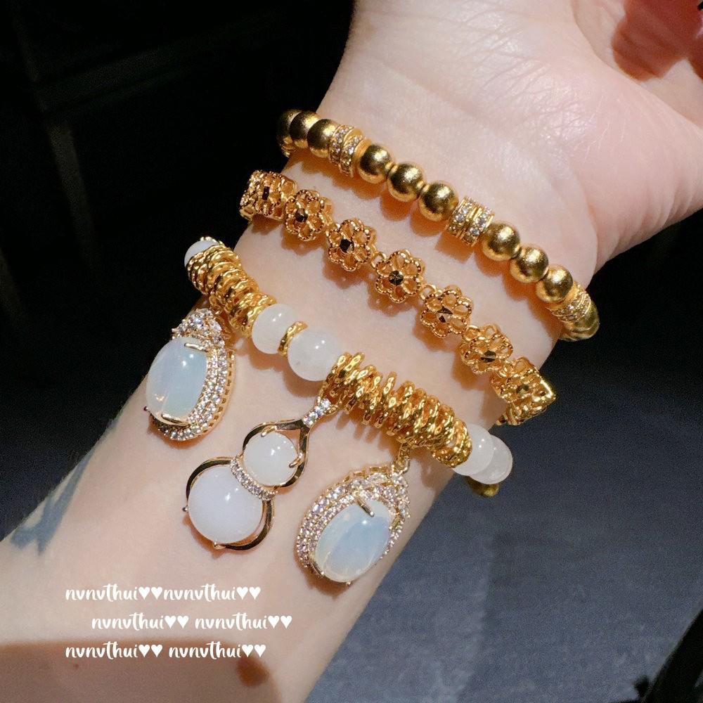 Oude Gouden Filigraan Hamerbuis Diamant Gouden Kralen Armband, Nieuwe Chinese Stijl, Acht Schatten Ruixiang Kalebas Haute Couture Diner Armband