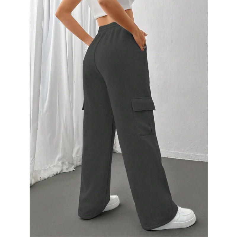 VEZFAA Damenmode, lässig, einfarbig, bedruckt, hohe Taille, Hosen, Hosen und Caprihosen