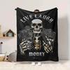 1Pc Skull Money Cards Blanket Soft And Comfortable Casual Warm Camping Travel Christmas Halloween Xmas Gift M924377