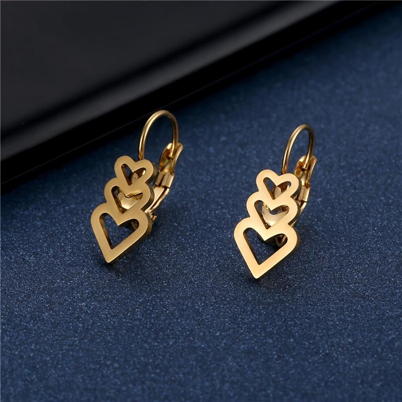 

1pair Fashion Geometric Earrings, Stainless Steel Heart Shaped, Valentine s Day Gift