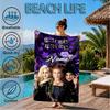 Custom Name Witches Collage Heart In Space Adventure Microfiber Beach Towel, Lightweight for Summer Travel, Swimming Pool Fan Gift