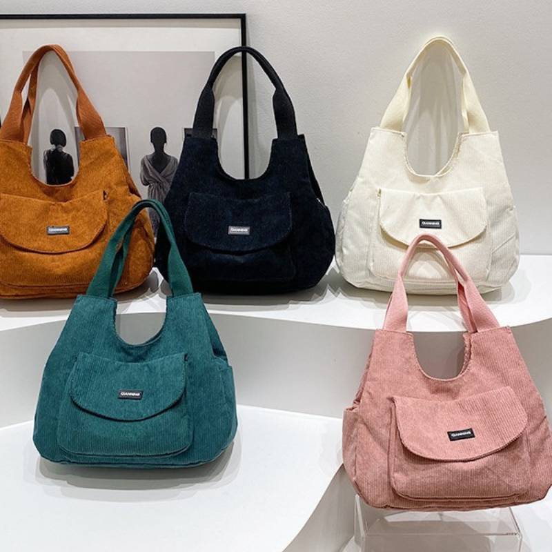 Velvet Tote Bag For Women With Zipper Closure And Phone Pocket For Daily Use