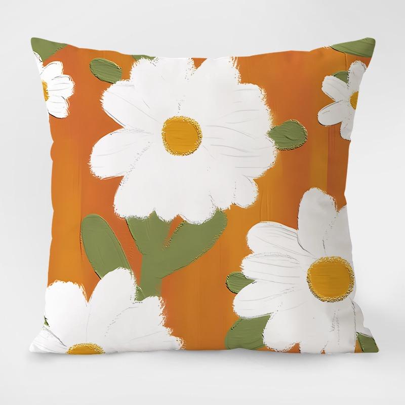 Simple Pastoral Flower Print Decorative Pillowcase Bedroom Living Room Square Cushion Pillowcase