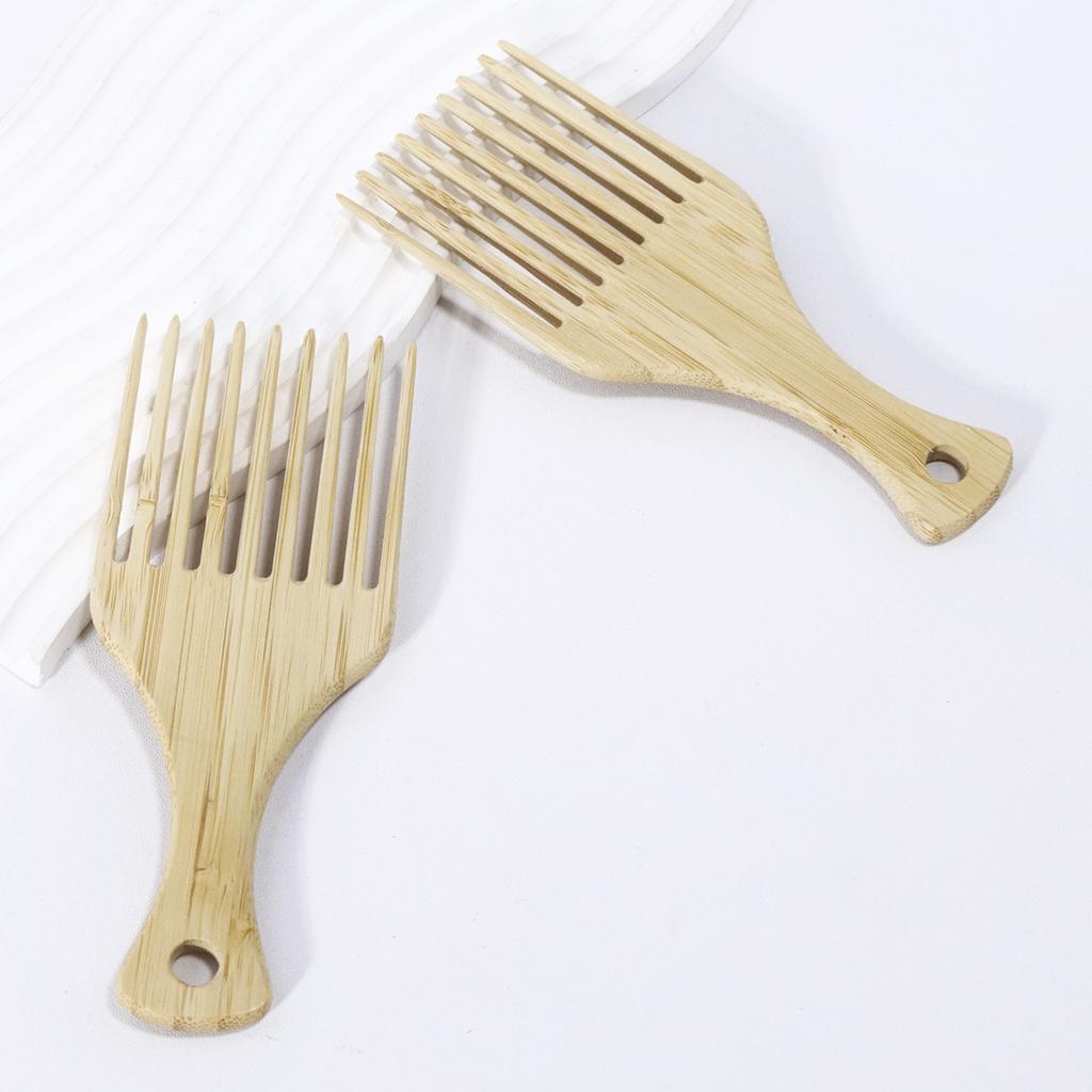 2pcs natural bamboo and wood African comb, wooden comb for hair lifting, curly hair styling comb,Special for real hair wigs