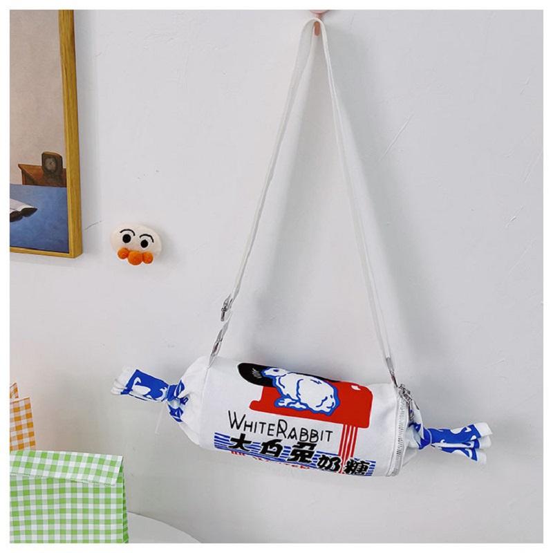 Cute Cartoon Canvas Shoulder Bag For Girls White Bunny Design