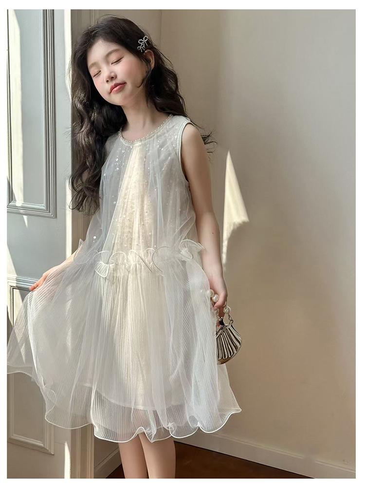 Girls' dress 2026 summer new style girls' mesh vest princess dress children's summer dress rich family heiress feeling skirt