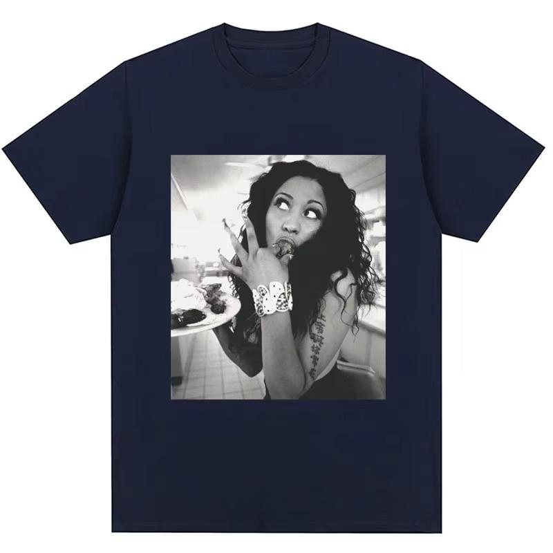 Rapper Nicki Minaj Print Vintage TShirt Men Women Hip Hop Fashion Casual T Shirts Summer Cotton Casual Tees Streetwear