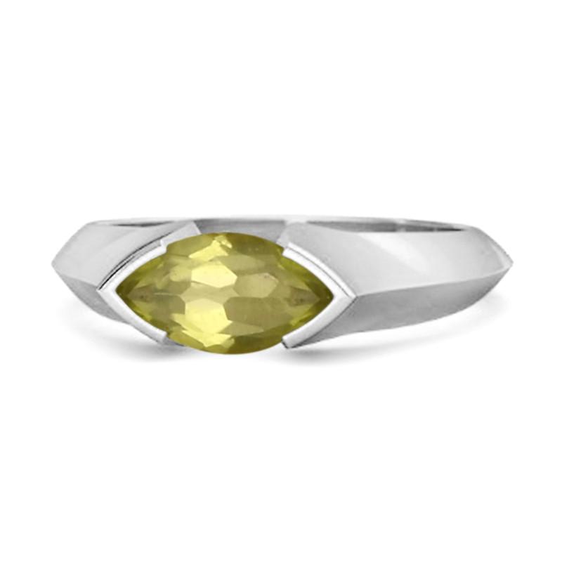 

Peridot Marquise Shape Solitaire Ring - Sterling Silver 12 біле золото кольору