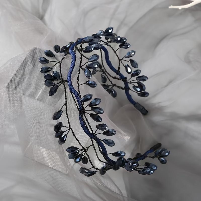 Handmade Black Crystal Branch Headband Female Fashion Elegant Mori Style Super Temperament Headband High-End Hair Clip