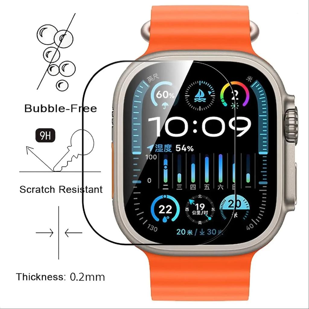 1-5 Tempered Glass Watch Films with Auto Installation Frame for IWatch Ultra 3/Ultra 2/Ultra 49mm 9H Hardness Screen Protectors