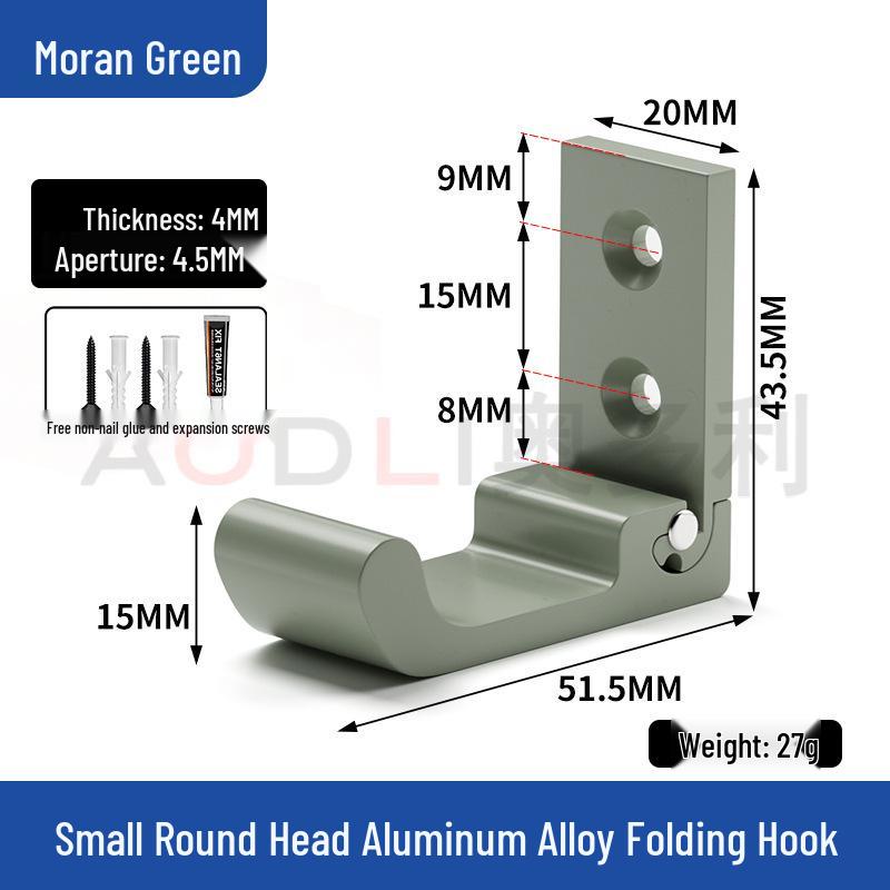Schwarzer Wandmontierter Klappmantelhaken aus Aluminiumlegierung - Stanzfrei, Solider Einzelhaken