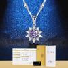 Simulated Moissanite Sunflower Pendant Necklace Full Crystal Zircon Jewelry Women Gift