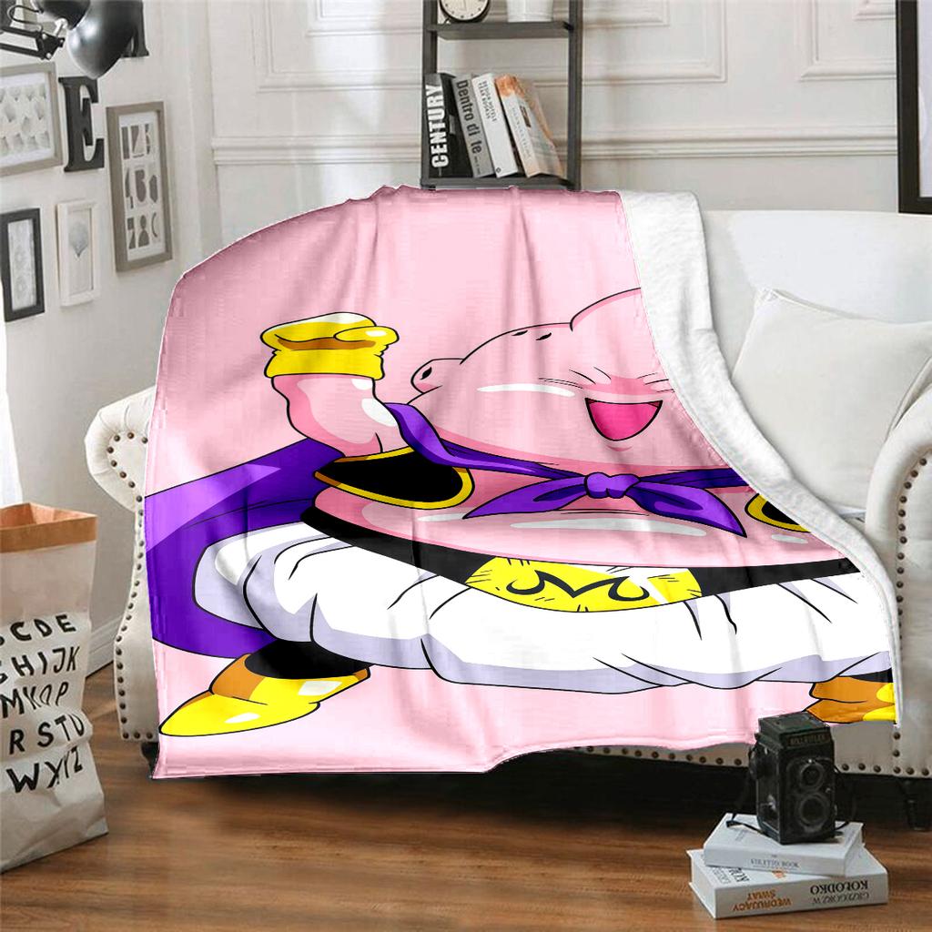 1PC Majin Buu  Print Flannel Blanket, High quality All Seasons, Home Decor, Warmth and Comfort, Perfect for Christmas Gifts