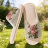 Papuci unisex din in și bumbac cu model floral multiplu