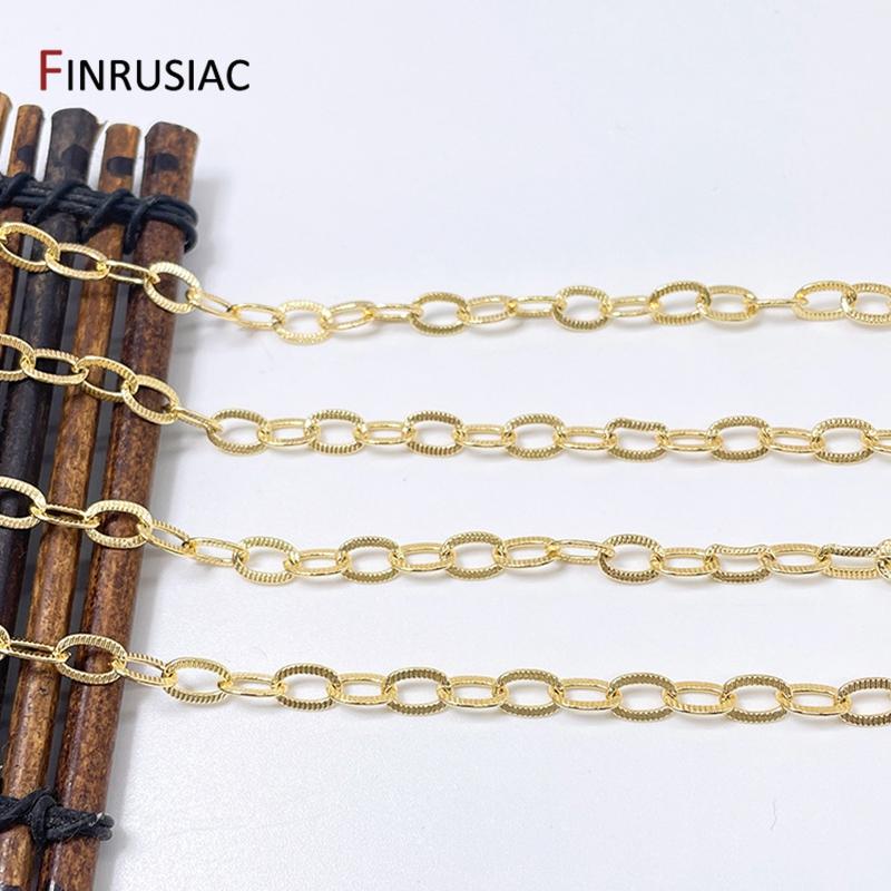 14K Gold-Plated Brass Wide Chain,Patterned Cable Chains For DIY Handmade Necklace Bracelet Accessories Jewelry Making Component
