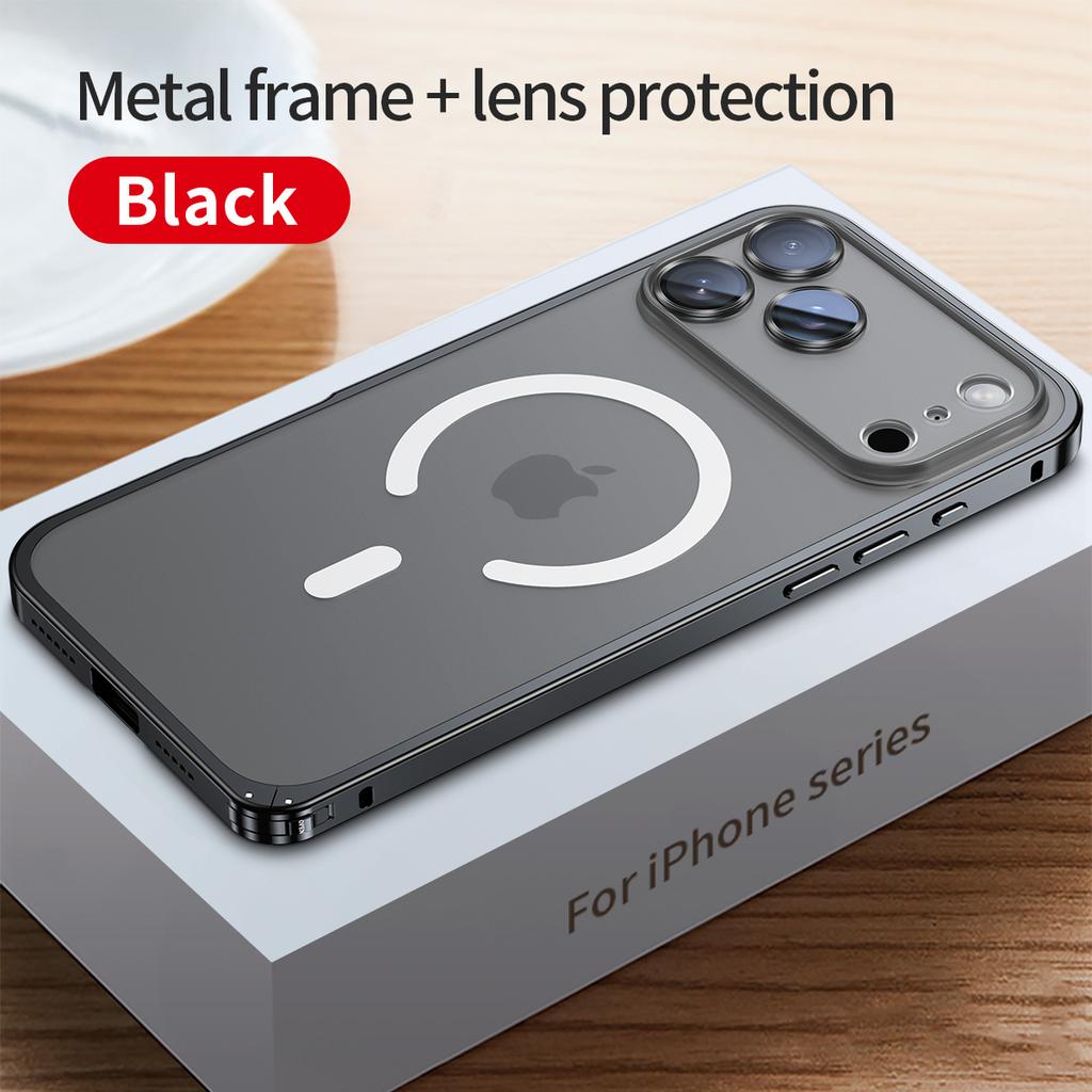 Aluminum Alloy Metal Frame Cover Lens film protection for Iphone 17 Pro Max 16 15 14 13 12 Pro Max Support for Magsafe Charging Case