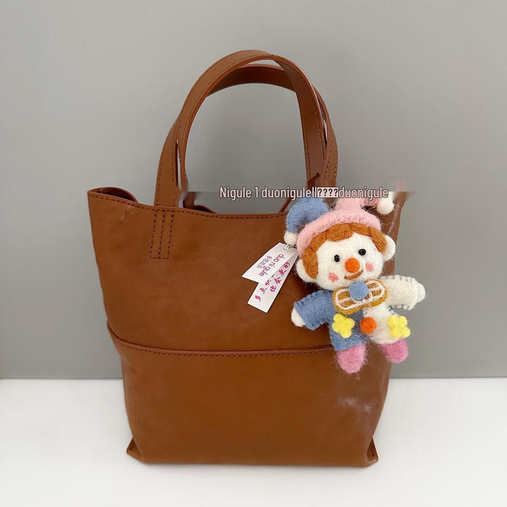 Nepal Handmade Wool Felt Circus Clown Ornament: Pink & Blue Bag Charm Keychain