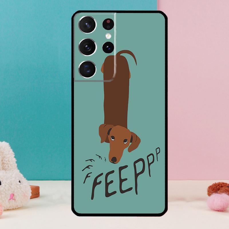Cartoon Dachshund Sausage Dog Phone Case For Samsung Galaxy S25 S24 S23 S22 S21 Ultra S9 S10 Plus S20 FE Funda Cover Shell
