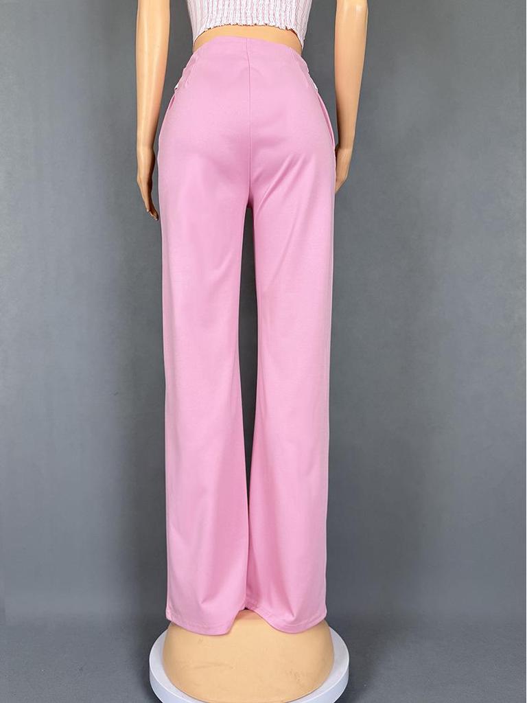 European-American Design Women's Striped Floral Tube Top & Straight-Leg Pants Set