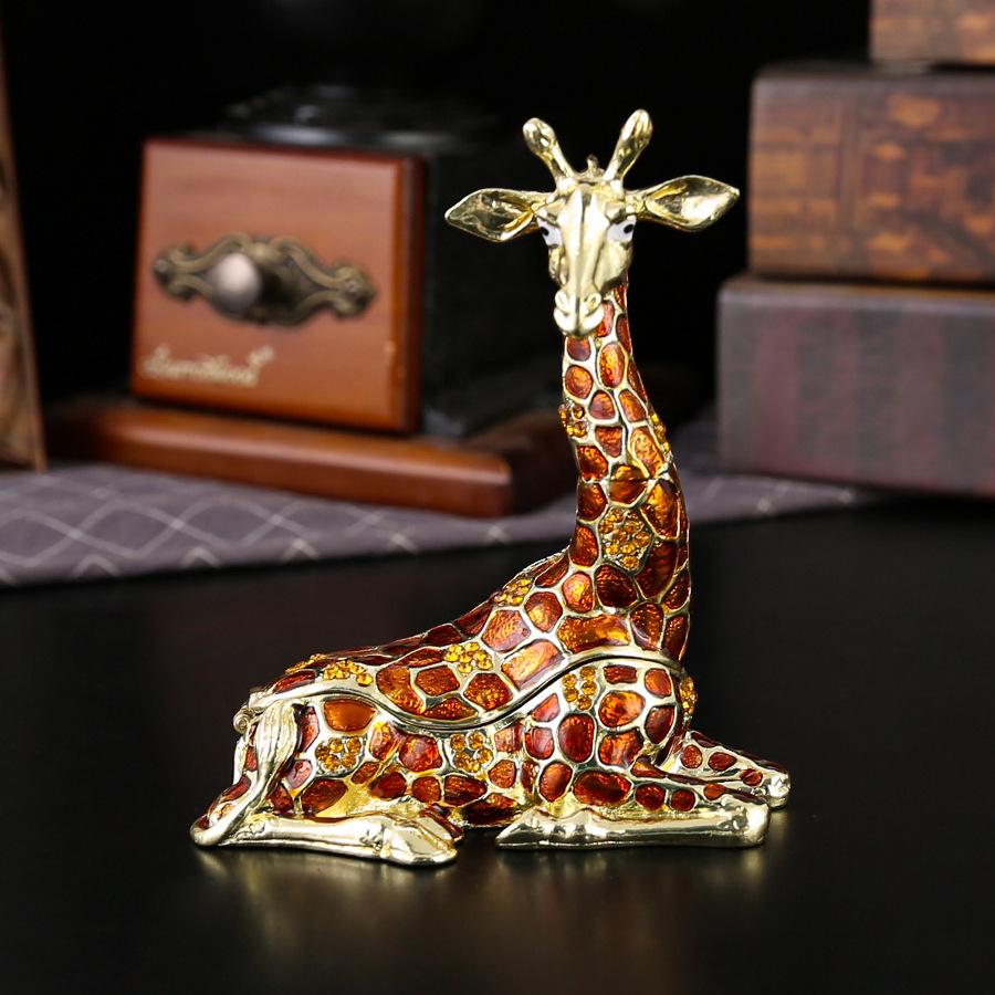 New enamel giraffe jewelry box jewelry storage ring stud earrings storage box home ornament