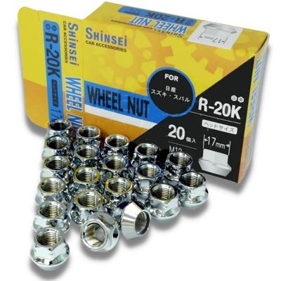 Shinsei R-20K Radmuttern, Penetration, M12, P1.25, 0,7 Zoll (17mm), Packung mit 20, Suzuki Subaru