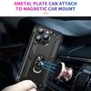 For iPhone 15 Pro Kickstand Phone Case PC+TPU Cover with Built-in Magnetic Holder Metal Sheet