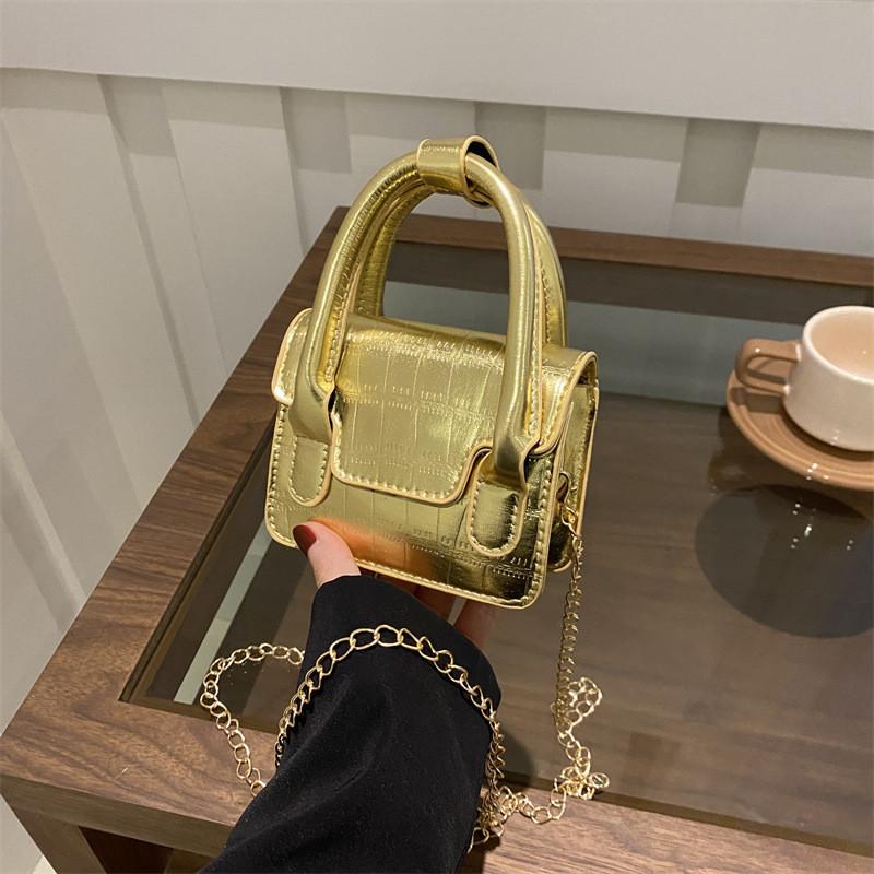 Chic Glossy Mini Crossbody Bag For Women Pu Leather With Stitching Elements