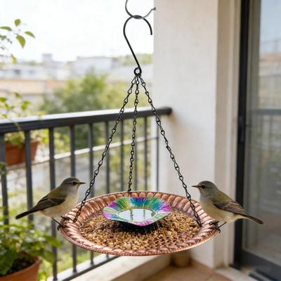 Bird Feeders With Chain Metal Garden Decor Bird Bath Water Tray For Outside For Garden Backyard Patio Porch Window Railing Fence